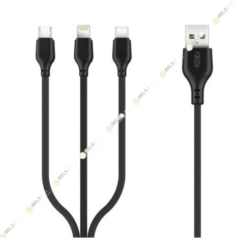 ΚΑΛΩΔΙΟ ΦΟΡΤΙΣΗΣ 3 ΣΕ 1ΜΑΥΡΟ USB σε Micro-USB - Lightning - Type-C